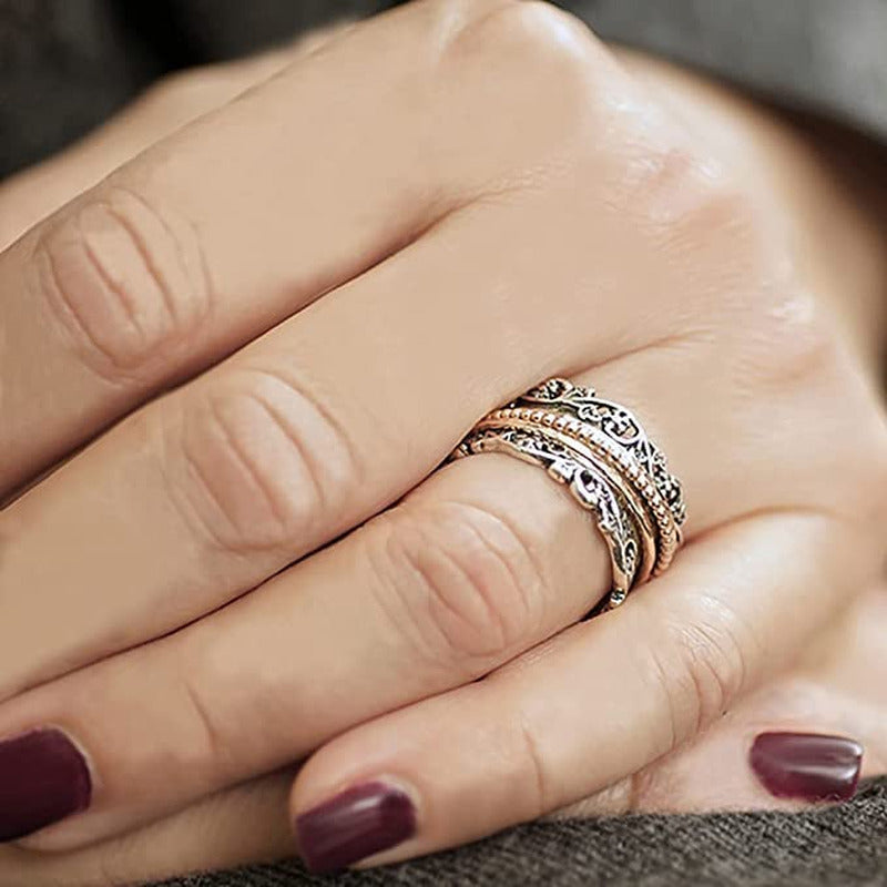 Anxiety Ring for Women, 925 Sterling Silver Spinner Ring for Woman by Paz Creati