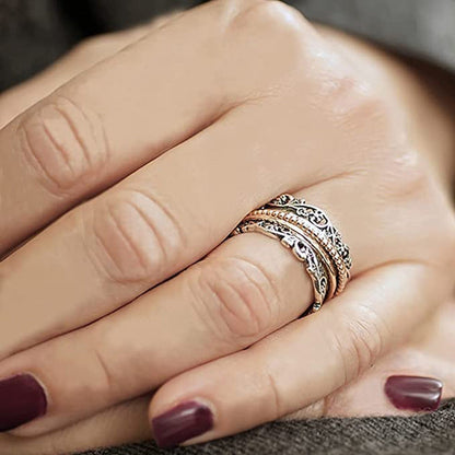 Anxiety Ring for Women, 925 Sterling Silver Spinner Ring for Woman by Paz Creati