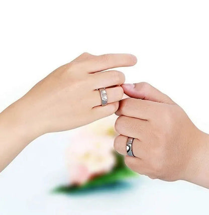Diamond Half Peach Heart Stainless Steel Couple Rings Engagement Wedding Rings M