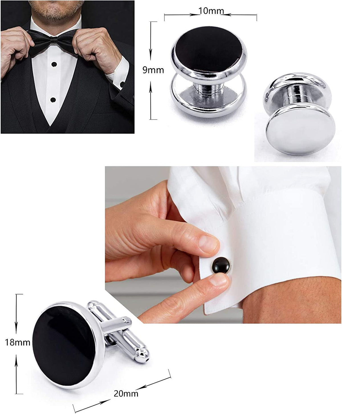316L Stainless Steel Cufflinks Shirt Studs Business Wedding Gifts for Men
