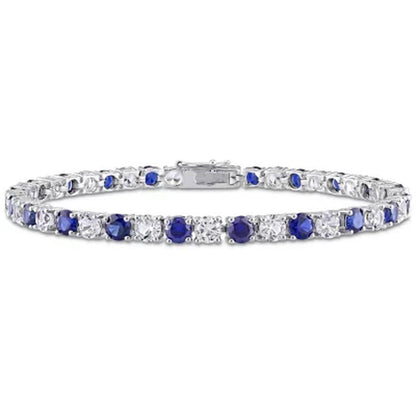Created Gemstone Tennis Bracelet in Sterling Silver, 7.25"