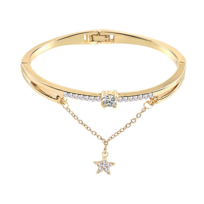 Fashion Star Pattern Synthetic Crystal Diamond Bangle Bracelet