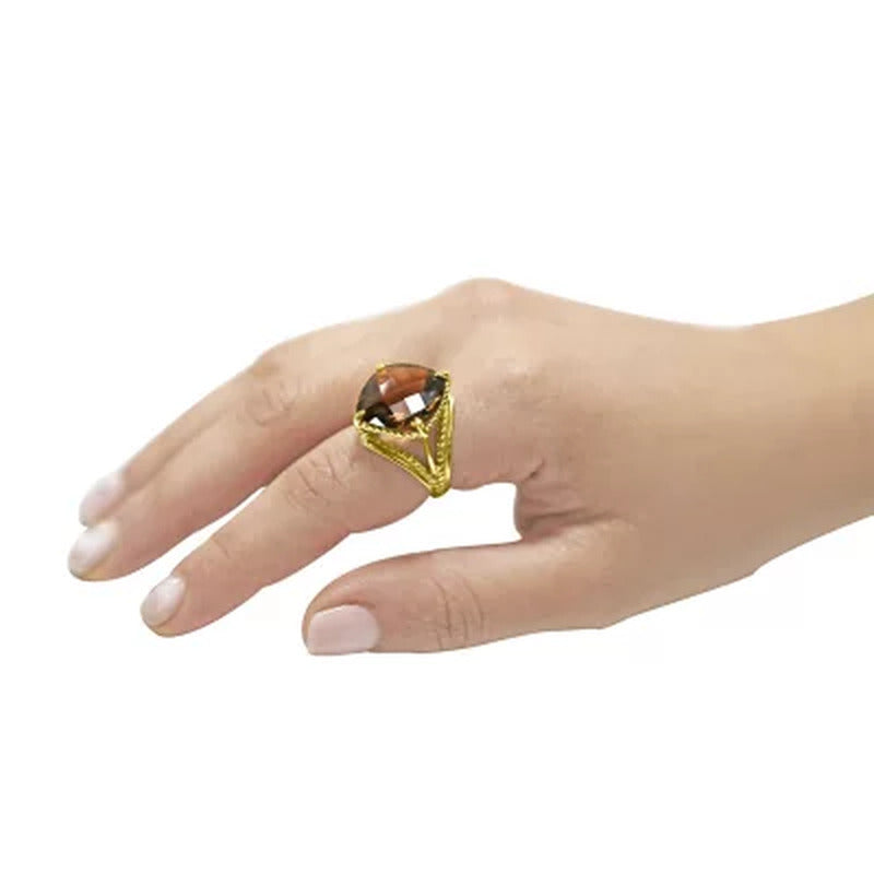 12.0 CT. Smoky Quartz Ring in 14K Yellow Gold