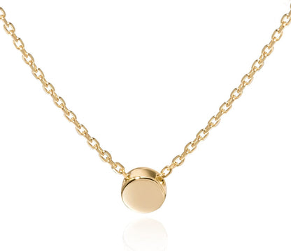 Sterling Silver Tiny Dot Necklace round Circle Necklace for Women