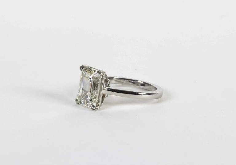 Engagement 4.26 Carat GIA Cert Emerald Cut Diamond K VVS2 Clarity Grade Ring PLT