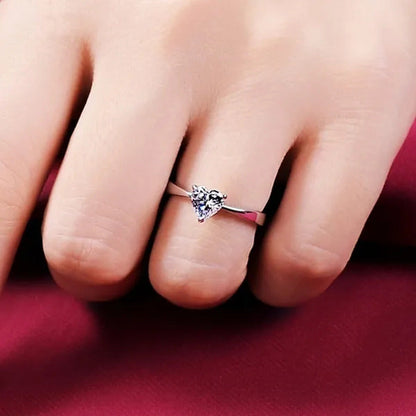 Simple Silver Color Ring Love White Zirconia Women Ring Wedding Anniversary Chri