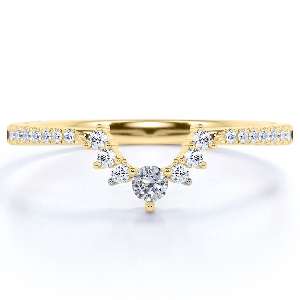 .25 Carat Diamond Crown Matching Ring Band - Contour Stackable Ring - Elegant We
