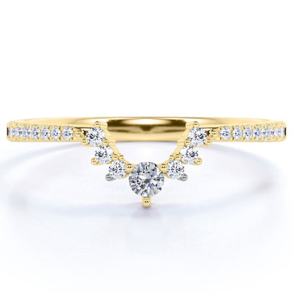 .25 Carat Diamond Crown Matching Ring Band - Contour Stackable Ring - Elegant We