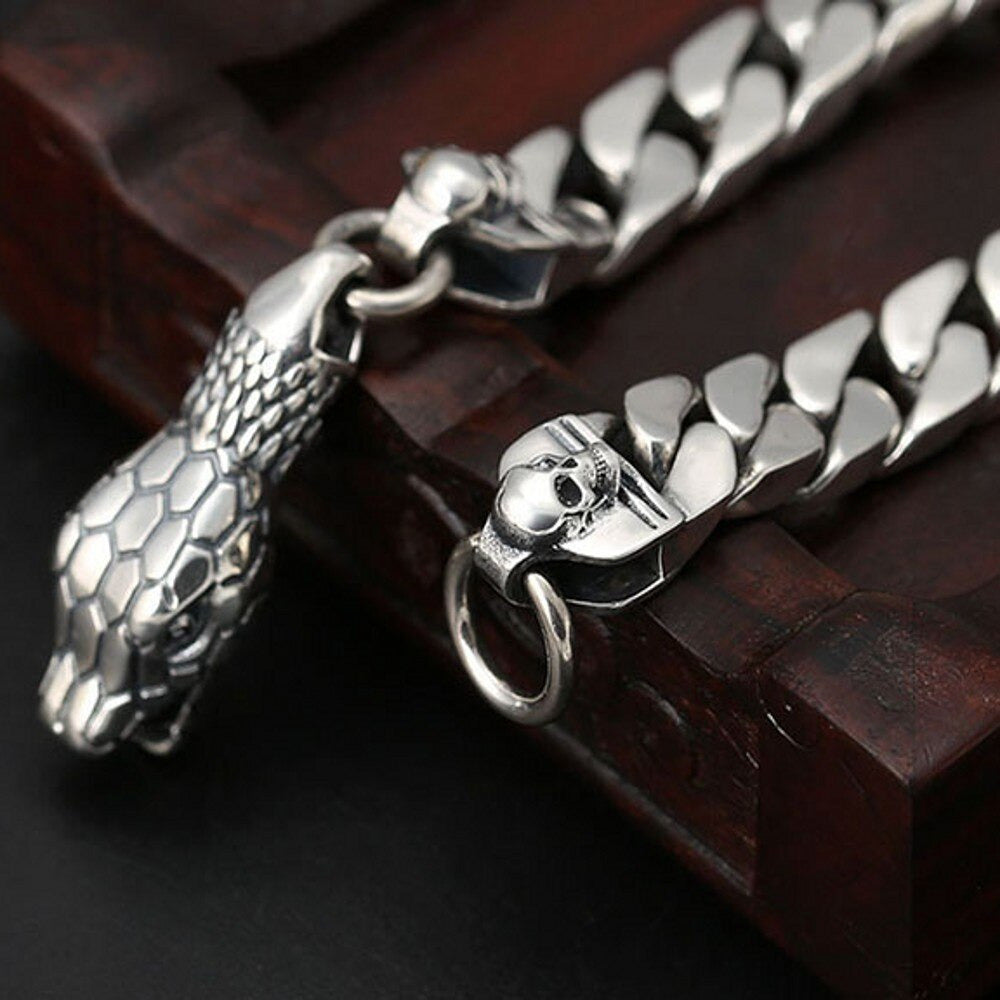 8Mm New S925 Sterling Silver Wrist Chain Jewelry 2022 Trendy Snake Head Buckl