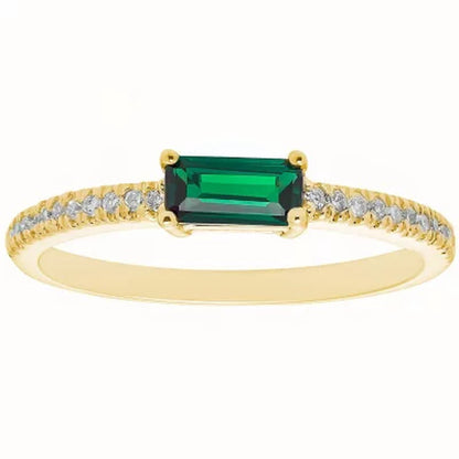 Lab Emerald and 0.10 CT. T.W. Diamond Ring in 14K Gold