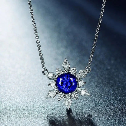 Fashion Zircon Necklace for Women, Elegant Ladies Exquisite Sapphire Jewelry Acc