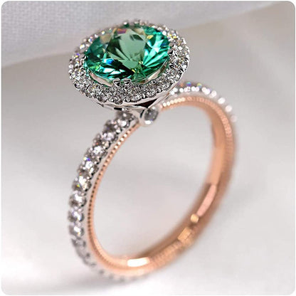 Gemstone Birthstone Sapphire Emerald Halo Statement Engagement Rings for Women,