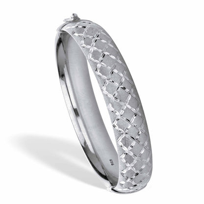 Diamond Cut .925 Sterling Silver Bangle Bracelet 7.75"