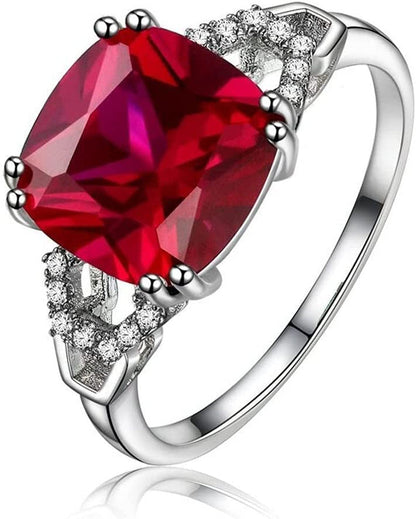 Fashion 925 Stearling Silver Sapphire Colorful Gemstone Women Hollow Square Emb