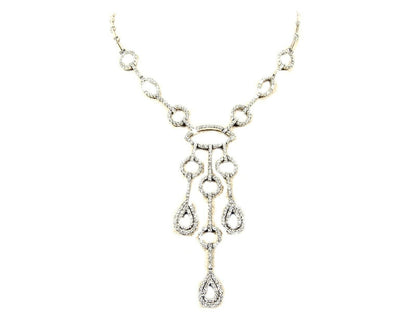 2.99 CT ROUND BRILLIANT DIAMOND FRONT SET ROUND NECKLACE 18 KARAT WHITE GOLD