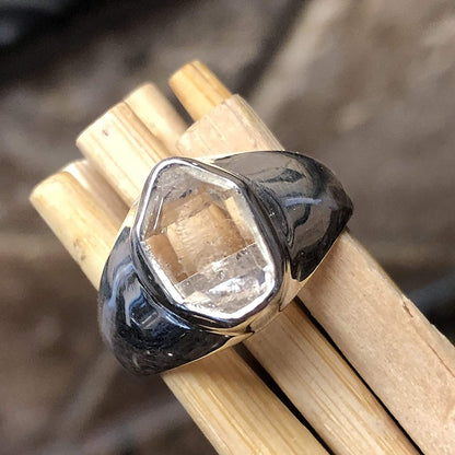 Natural Herkimer Diamond 925 Solid Sterling Silver Unisex Ring Size 7.75