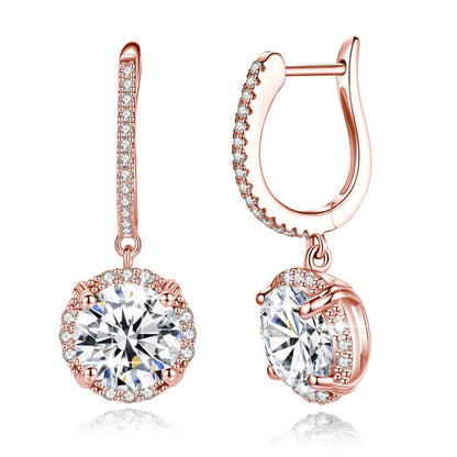 Certified 4 Carats 8Mm Moissanite Diamond Earrings for Women 100% 925 Sterling