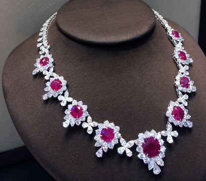 GRS CERTIFIED RUBY NECKLACE 9 CERTIFIED NATURAL 10.37CT CENTER RUBY CUSHION CUT