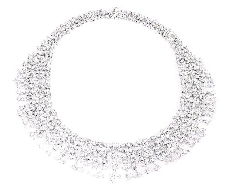 GIA CERTIFIED DIAMOND PEAR MARQUISE ROUND BRILLIANT SHAPE CHOKER NECKLACE