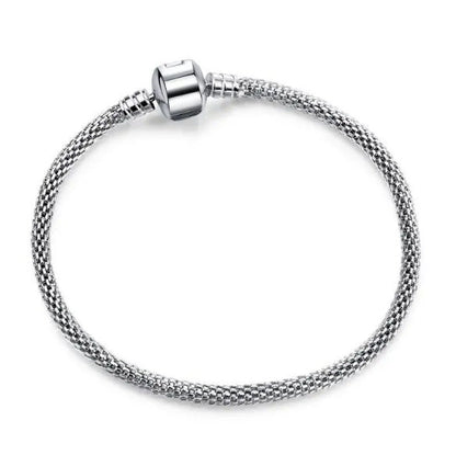 NEW Fashion 925 Sterling Silver White Flashing Double Sided Heart Snake Chain Br