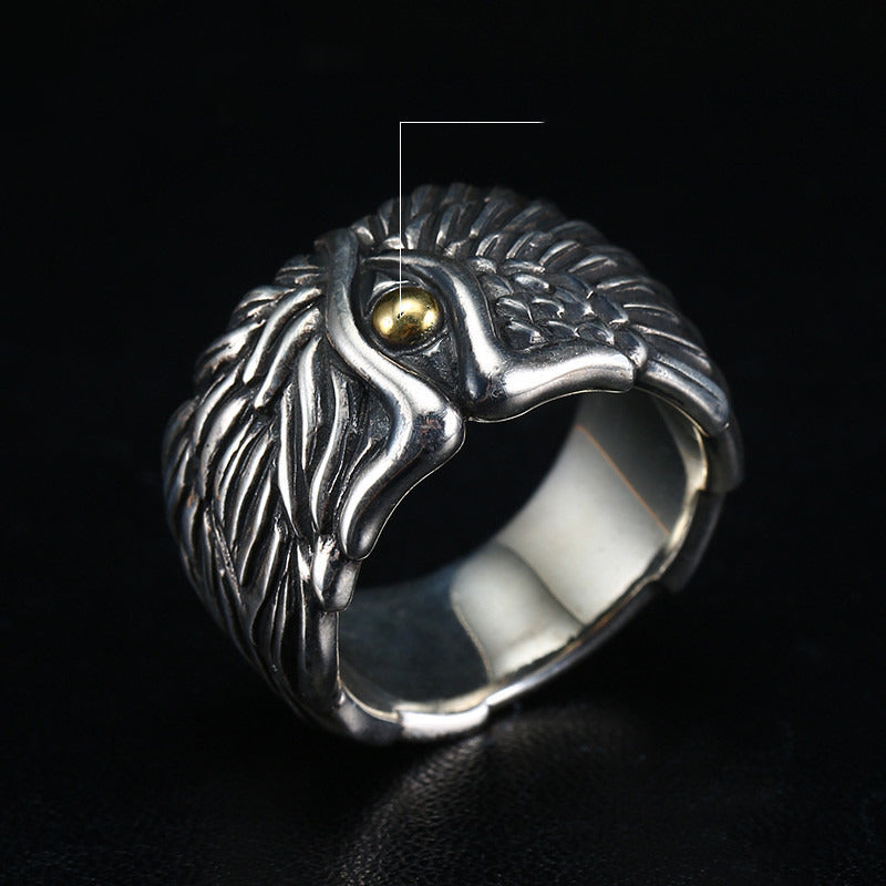 925 Sterling Silver Ring Men'S Trendy Personality Angel Wings Angel Demon Ring