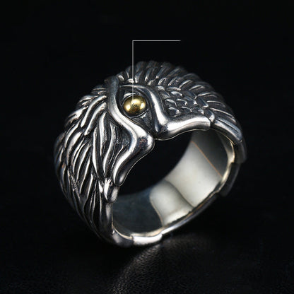 925 Sterling Silver Ring Men'S Trendy Personality Angel Wings Angel Demon Ring