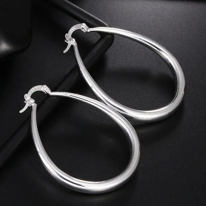 Simple Smooth Gold Plated Exaggerate Hoop Earrings Wedding Engagement Anniversar
