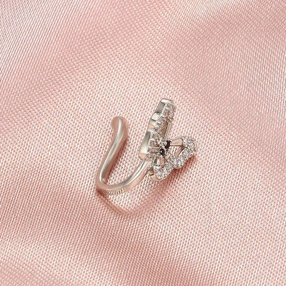 1 PC Crystal Diamond Fake Piercing Nose Ring Butterfly Non Piercing Clip on Nose
