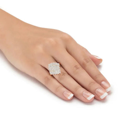 Round Diamond Cluster Ring 1/4 TCW in 18K Gold over Sterling Silver