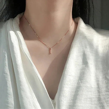 Exquisite Fashion 925 Sterling Silver Necklace Shiny Zircon Necklace Simple Geom