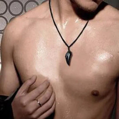 2Pcs Brief Design Women Men Wolf Tooth Crystal Pendant Adjustable Handmade Neckl