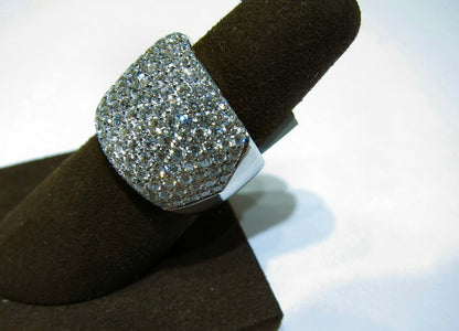 4.09 CT DIAMOND PAVE SET ROUND BRILLIANT SHAPE HALF WAY DIAMOND BAND 18 K GOLD