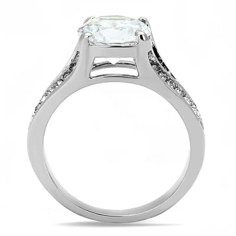 Women'S 3.17 Ct round Cut Zirconia Stainless Steel Engagement Ring Size 5-10