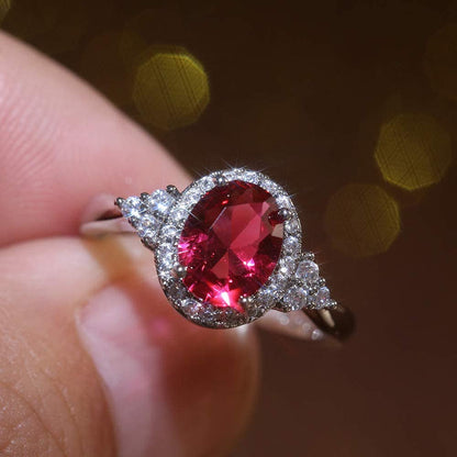 S925 Sterling Silver Classic Crystal Gem Engagement Ring with Sparkling CZ Diamo