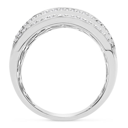1 Carat Baguette and round Colorless Diamond Band Ring in Sterling Silver for Wo