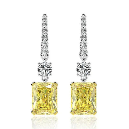 Fashion Bridal Wedding Earrings 925 Silver Hook Yellow Topaz Drop Earrings for W