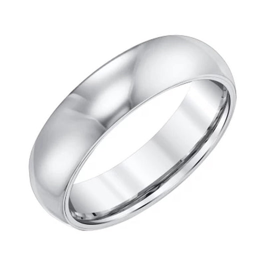 Men'S 6Mm Half-Round White Tungsten Wedding Band