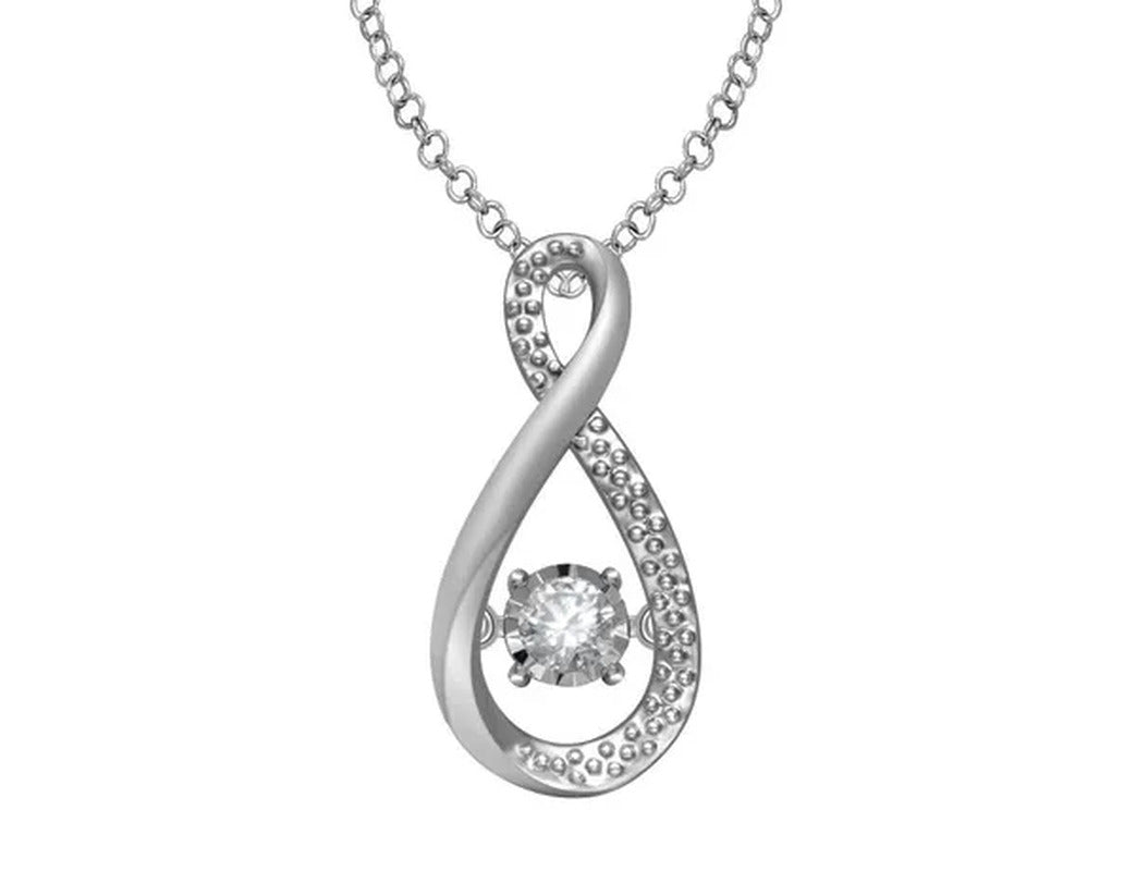 Glittering Stars Diamond Infinity Pendant in Sterling Silver with Chain