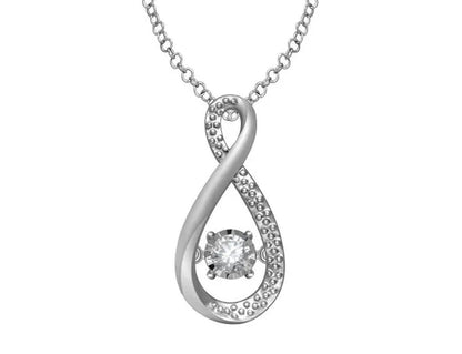 Glittering Stars Diamond Infinity Pendant in Sterling Silver with Chain