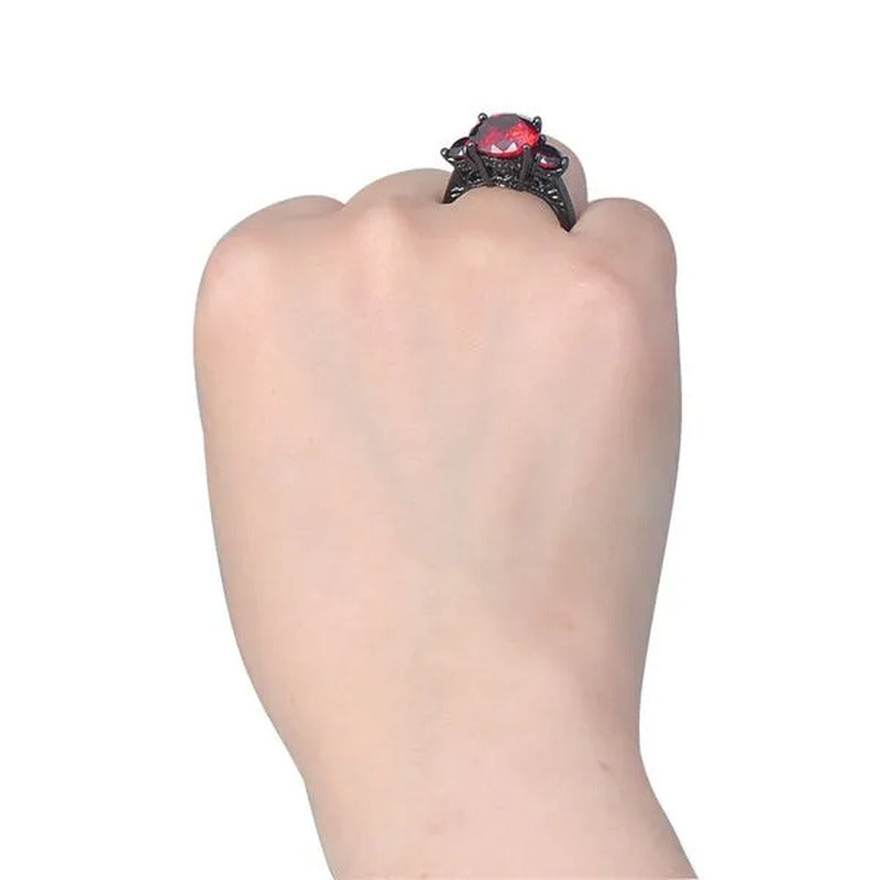 Fashion Jewelry Red Ruby Garnet CZ Wedding Ring for Women Size 5/6/7/8/9/10
