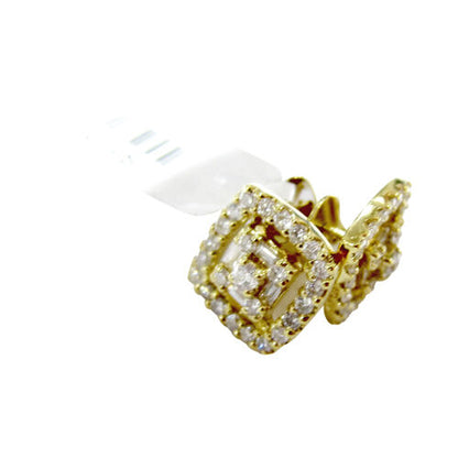 diamond baguette round brilliant shape stud style earring