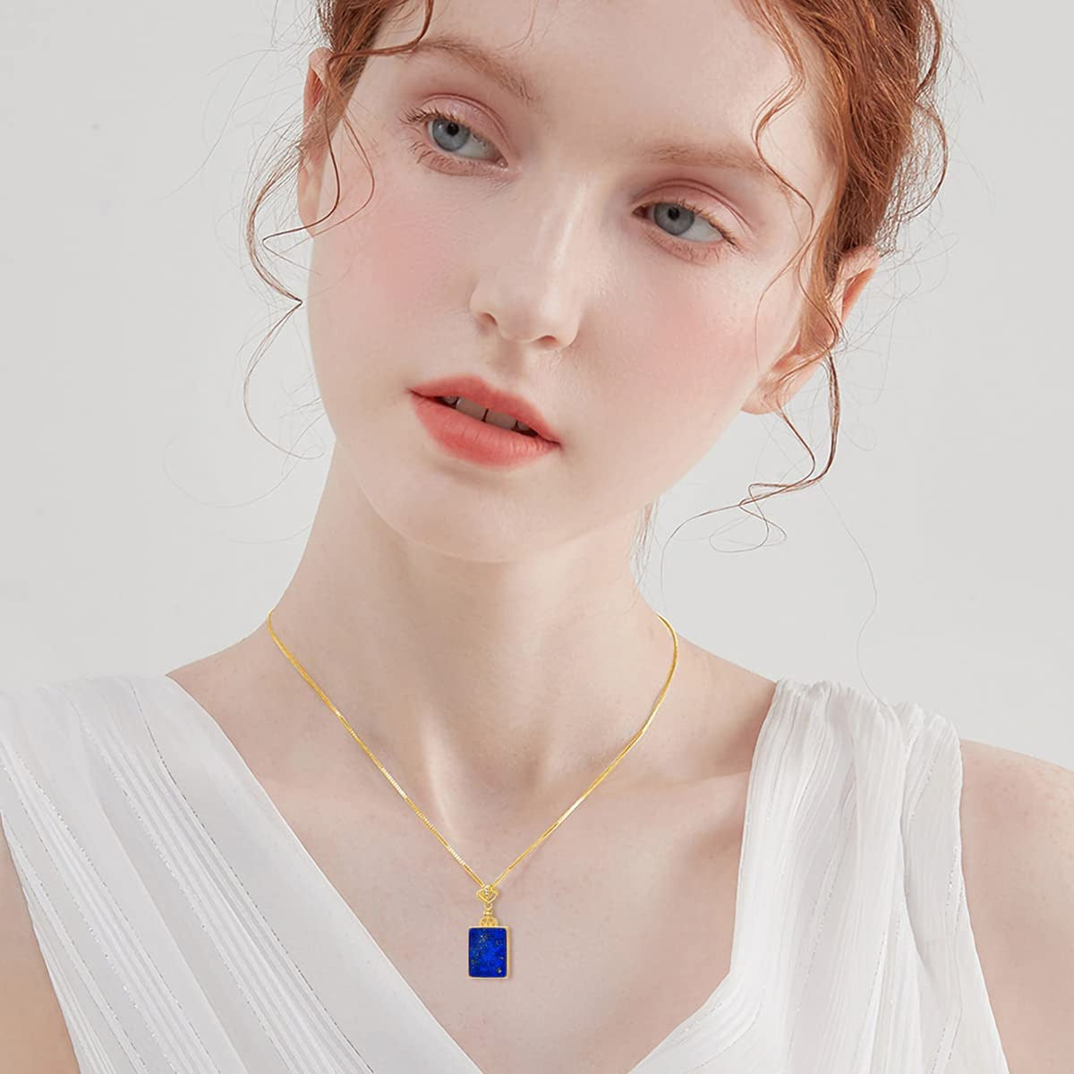 Lapis Lazuli Necklaces 925 Sterling Silver Lapis Crystal Pendant Necklace for Wo