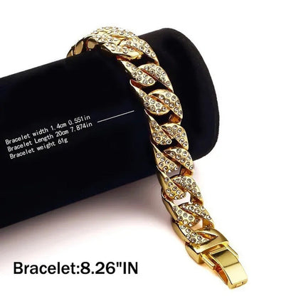 Hot Sale 18K Gold Plated Fashion Hip Hop Miami Cuban Chain Necklace Mens Diamond