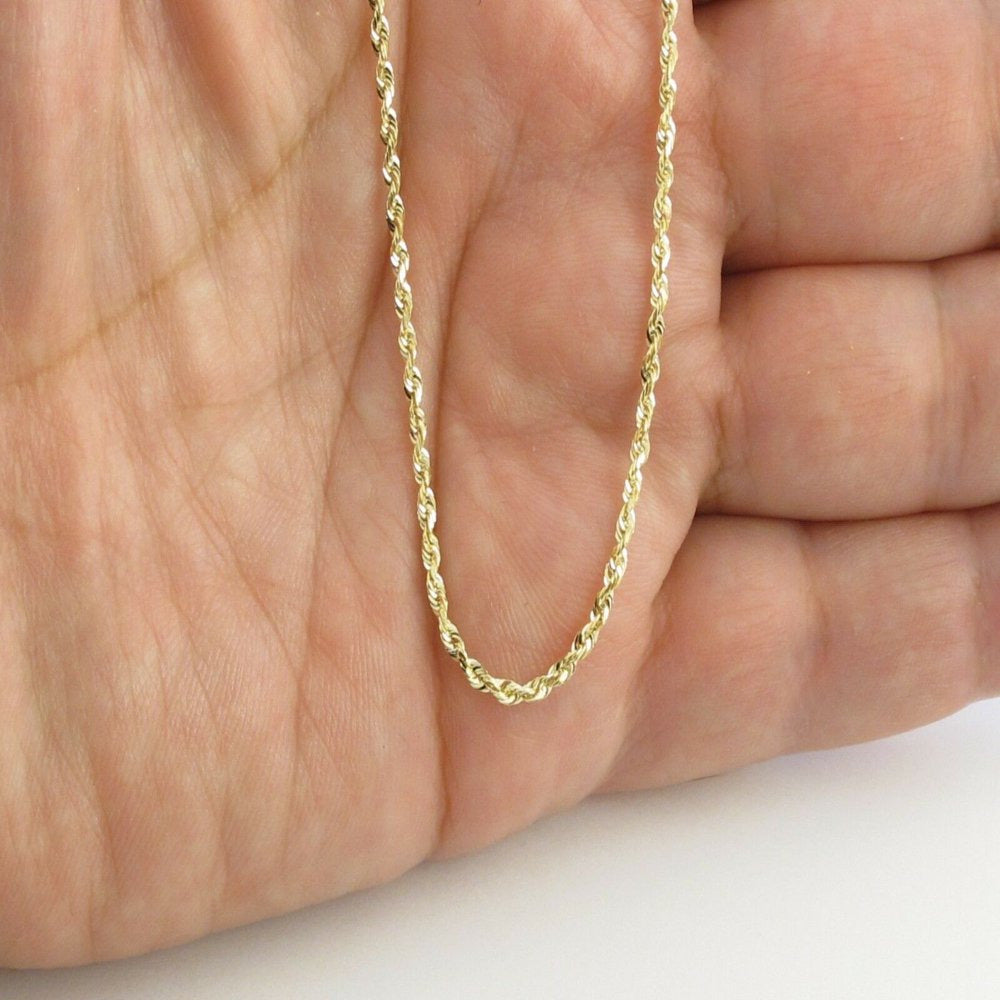 14K Yellow Gold Rope Link Chain Necklace 20" 4.6 Grams 2 Mm Thick