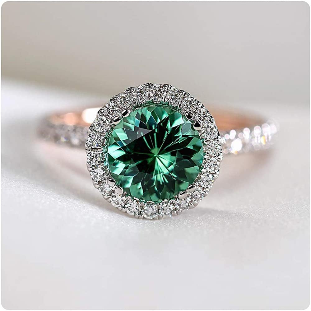 Gemstone Birthstone Sapphire Emerald Halo Statement Engagement Rings for Women,