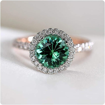 Gemstone Birthstone Sapphire Emerald Halo Statement Engagement Rings for Women,