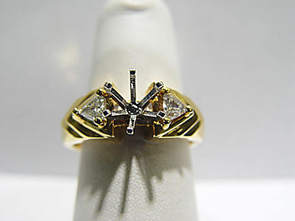 DIAMOND TRILLION SHAPE 2 STONE SET SETTING 6 PRONG SET
