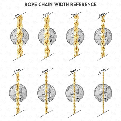 14K Yellow Gold 3.5Mm Rope Link Chain Necklace 16"-28" REAL GOLD