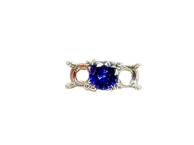 3.54 CT SAPPHIRE BLUE SAPPHIRE ROUND SHAPE SETTING 18 K WHITE GOLD SIDE 6.50 MM