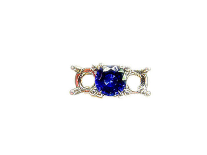 3.54 CT SAPPHIRE BLUE SAPPHIRE ROUND SHAPE SETTING 18 K WHITE GOLD SIDE 6.50 MM